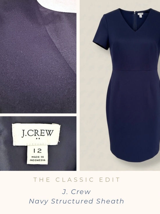 J. Crew Dresses & Skirts - J.Crew Navy Structured Sheath Dress | Minimalist V-Neck | Fully Lined | Classic